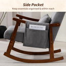 HOMCOM Modern High Back Rocking Chair With Solid Wood Legs, Grey