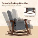 HOMCOM Modern High Back Rocking Chair With Solid Wood Legs, Grey