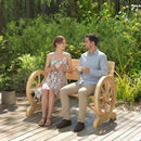 Outsunny Wooden Garden Bench Outdoor Loveseat with High Back, Natural Wood