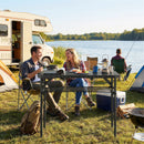 Outsunny 3ft Folding Camping Table, Picnic Table with Storage Layer, Black