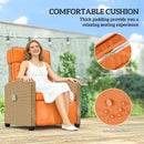 Outsunny Rattan Garden Recliner Sun Lounger W/ Flip Table, Khaki/Orange