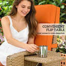 Outsunny Rattan Garden Recliner Sun Lounger W/ Flip Table, Khaki/Orange