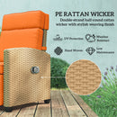 Outsunny Rattan Garden Recliner Sun Lounger W/ Flip Table, Khaki/Orange