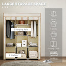 HOMCOM Fabric Portable Wardrobe with 8 Shelves 2 Hanging Rails