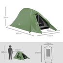 Outsunny Double Layer Camping Tent For 1-2 Man, 2000mm Waterproof - Orange/Green