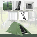Outsunny Double Layer Camping Tent For 1-2 Man, 2000mm Waterproof - Orange/Green