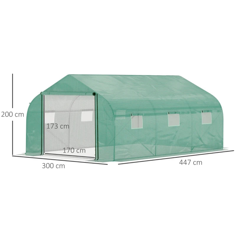 Outsunny Greenhouse Polytunnel 4.47x3x2m - Green