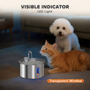PawHut 2.5L Cat Water Fountain for Drinking Stainless Steel Ultra-Silent