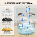 PawHut 2.5L Cat Water Fountain for Drinking Stainless Steel Ultra-Silent