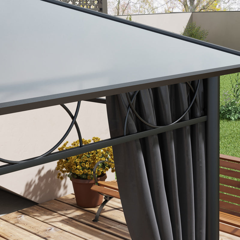 Outsunny 3 x 4m Hardtop Gazebo for Garden Party w/ Polycarbonate Curtains