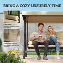 Outsunny 3 Seater Garden Swing Chair Patio Swing Bench w/ Cup Trays Brown