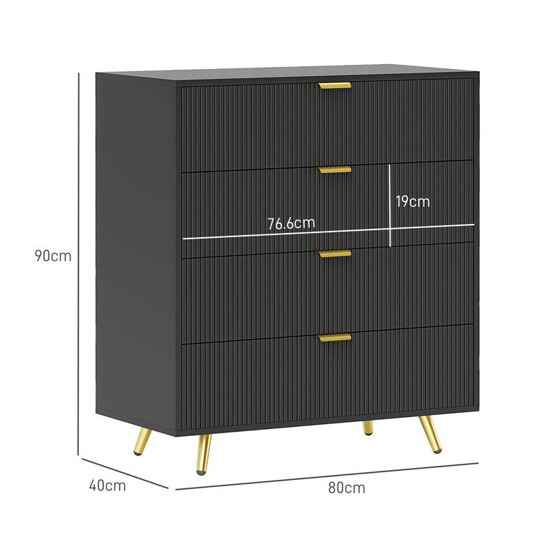 HOMCOM Chest of Drawers with 4 Drawers for Bedroom, Living Room