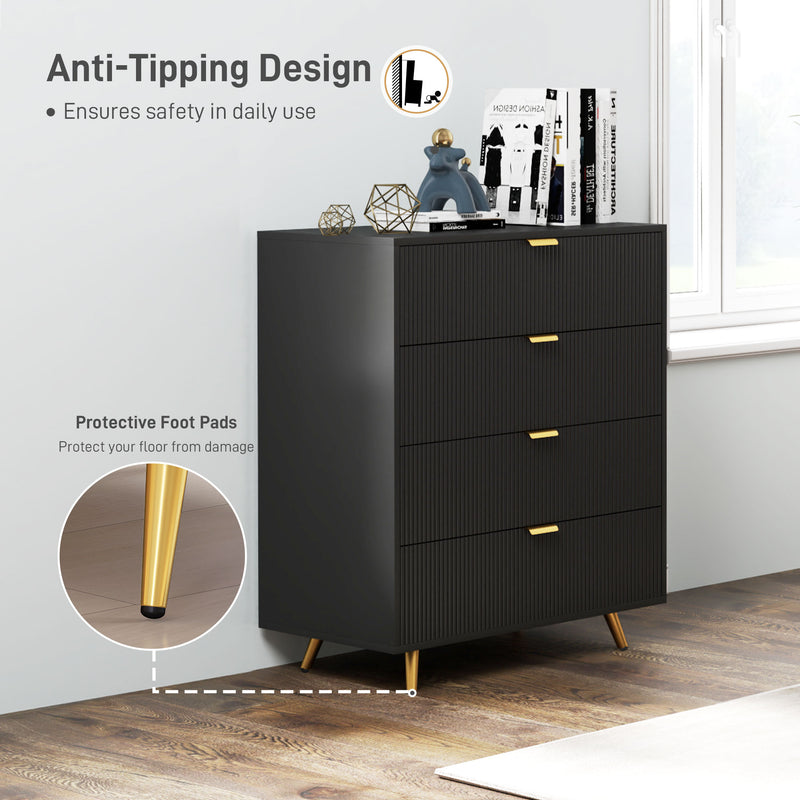 HOMCOM Chest of Drawers with 4 Drawers for Bedroom, Living Room