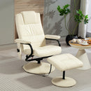 HOMCOM Massage Recliner Chair Cushioned Ottoman 10 Point Vibration Cream