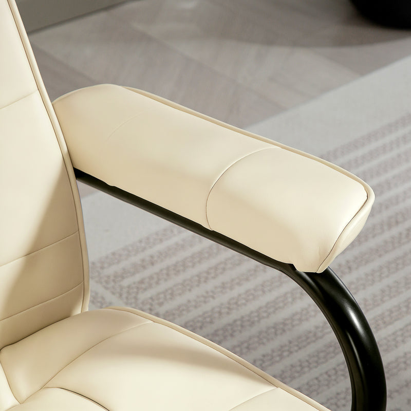 HOMCOM Massage Recliner Chair Cushioned Ottoman 10 Point Vibration Cream