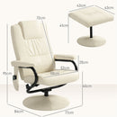 HOMCOM Massage Recliner Chair Cushioned Ottoman 10 Point Vibration Cream
