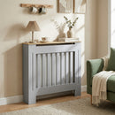 HOMCOM Radiator Cover Wooden Cabinet Vertical Slatted Vent MDF Grey Home