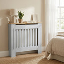 HOMCOM Radiator Cover Wooden Cabinet Vertical Slatted Vent MDF Grey Home