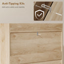 HOMCOM Boho Narrow Shoe Cabinet, Shoe Rack with 2 Flip Drawers, Oak