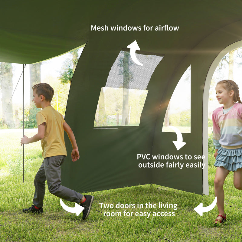 Outsunny 5-6 Man Family Tent Camping Tent with 2 Room and Carry Bag, Green