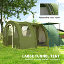 Outsunny 5-6 Man Family Tent Camping Tent with 2 Room and Carry Bag, Green