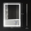 HOMCOM Illuminated Bathroom Mirror With Bluetooth Silver