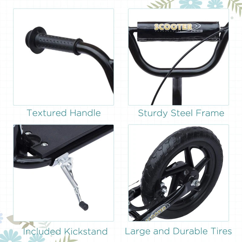 HOMCOM Teen Push Scooter -  Black