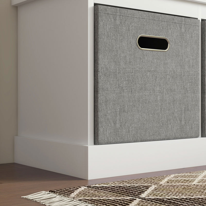HOMCOM Shoe Bench with Seat, Shoe Storage Bench with Fabric Drawers, White