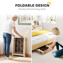 PawHut 4 Panel Freestanding Pet Gate Foldable with Door for Stairs, Doorway