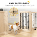 PawHut 4 Panel Freestanding Pet Gate Foldable with Door for Stairs, Doorway