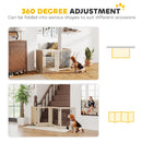 PawHut 4 Panel Freestanding Pet Gate Foldable with Door for Stairs, Doorway