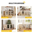 PawHut 4 Panel Freestanding Pet Gate Foldable with Door for Stairs, Doorway