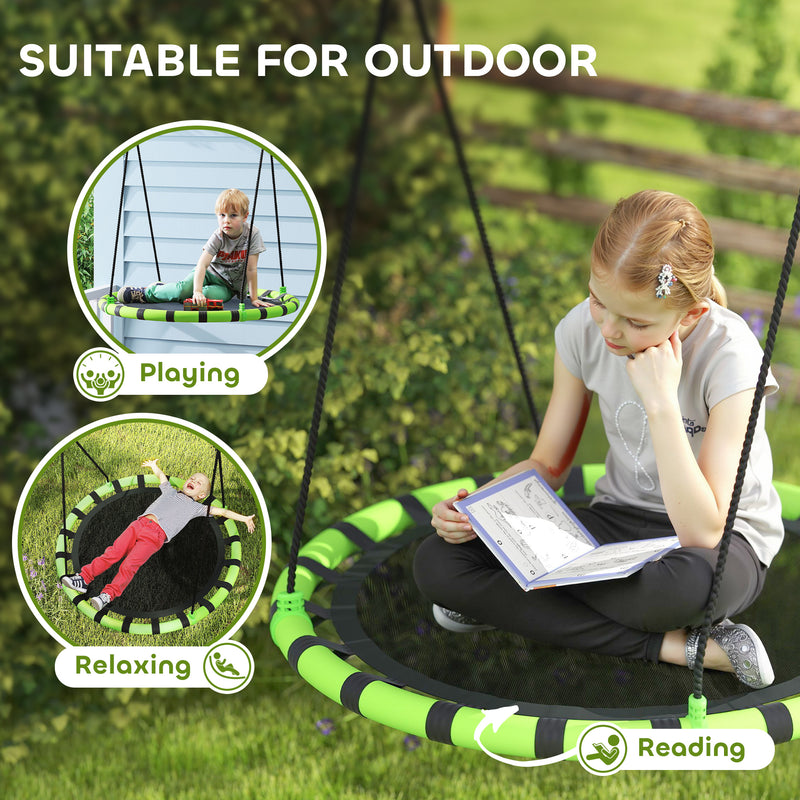 AIYAPLAY Kid Nest Swing Seat, 100cm Diameter Round Saucer Swing Set, Black