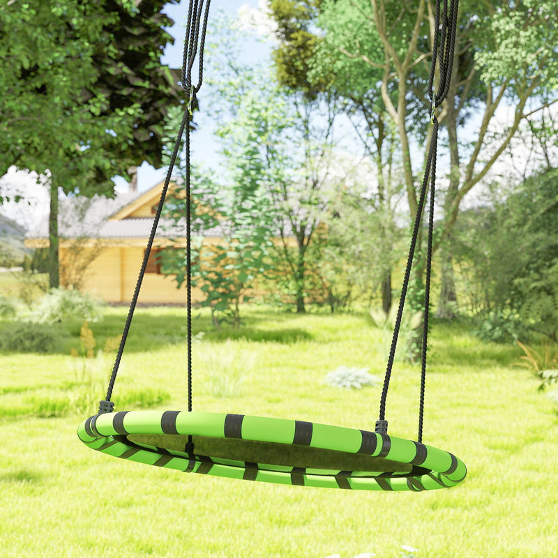 AIYAPLAY Kid Nest Swing Seat, 100cm Diameter Round Saucer Swing Set, Black