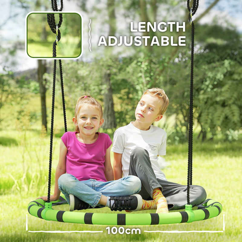 AIYAPLAY Kid Nest Swing Seat, 100cm Diameter Round Saucer Swing Set, Black