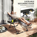 Outsunny Zero Gravity Chairs Set of 2 with Cup Holder, Headrest, Dark Grey