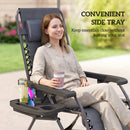 Outsunny Zero Gravity Chairs Set of 2 with Cup Holder, Headrest, Dark Grey