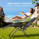Outsunny Zero Gravity Chairs Set of 2 with Cup Holder, Headrest, Dark Grey