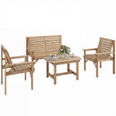 Outsunny 4 Seater Garden Furniture Sofa Set with Curved Seat, Natural Wood