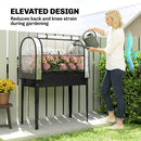 Outsunny Metal Raised Planter with Flip-Up Greenhouse, Drainage Hole, Black