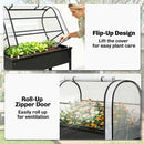 Outsunny Metal Raised Planter with Flip-Up Greenhouse, Drainage Hole, Black