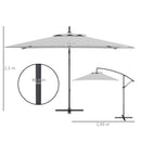 Outsunny 3 m Cantilever Parasol with Cross Base, Crank Handle, 6 Ribs