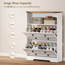 HOMCOM Narrow Shoe Cabinet, Shoe Storage Cabinet with 2 Flip Drawers, White