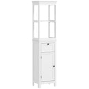 HOMCOM Slim Bathroom Storage Cabinet With Open Shelves And Drawer, White