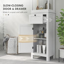 HOMCOM Slim Bathroom Storage Cabinet With Open Shelves And Drawer, White