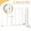 PawHut Pressure Fit Safety Gate, Dog Gate w/ Small Cat Door, 74-100cm Openings