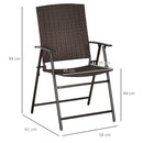 Outsunny 4pcs Rattan Chair Foldable Garden Furniture w/ Armrest