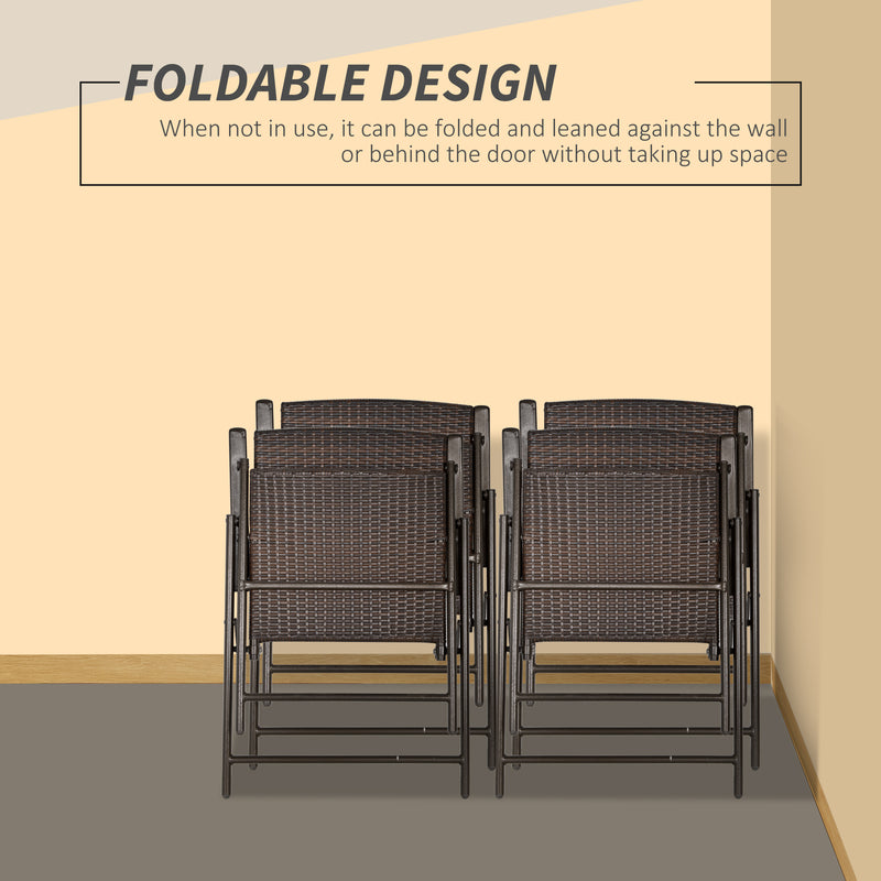 Outsunny 4pcs Rattan Chair Foldable Garden Furniture w/ Armrest