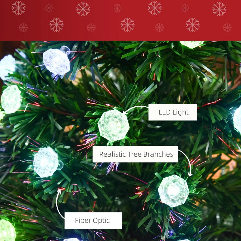 Christmas Time 4FT Pre-Lit Artificial Christmas Tree w/ Fibre Optic Led Light Xmas Decorations