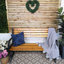 Kendal 2 Person Outdoor Modern Cross Design Metal Wooden Garden Patio Bench
